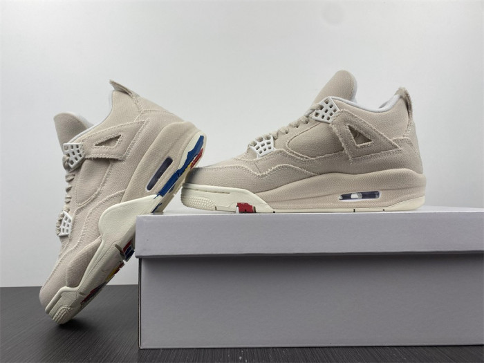 Air Jordan 4 Womens Canvas Sail Cement Grey DQ4909-100