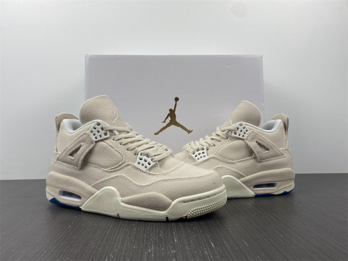 Air Jordan 4 Womens Canvas Sail Cement Grey DQ4909-100