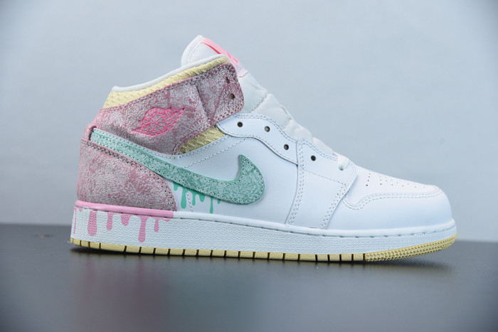 Air Jordan 1 Mid GS Paint Drip DD1666-100
