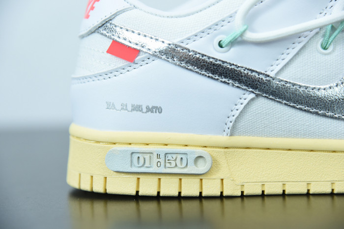 OFW Nike Dunk Low 01 Of 50 OW White Metallic Silver DM1602-127