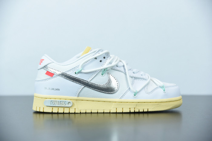 OFW Nike Dunk Low 01 Of 50 OW White Metallic Silver DM1602-127