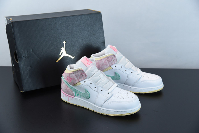 Air Jordan 1 Mid GS Paint Drip DD1666-100