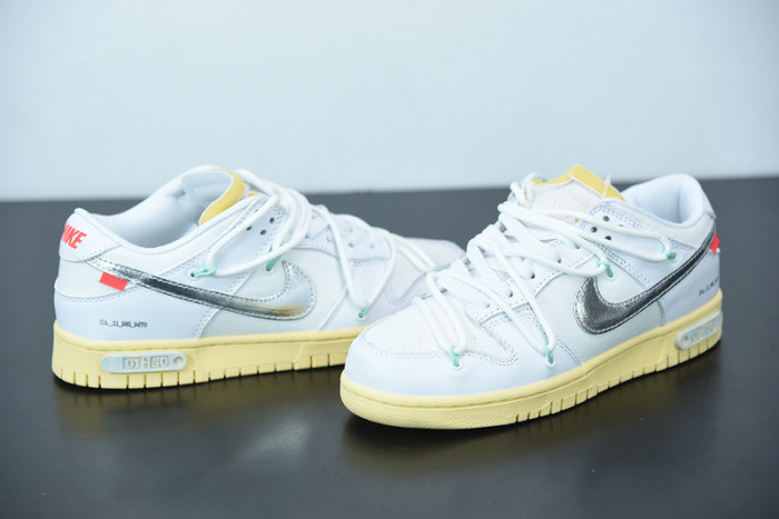 OFW Nike Dunk Low 01 Of 50 OW White Metallic Silver DM1602-127