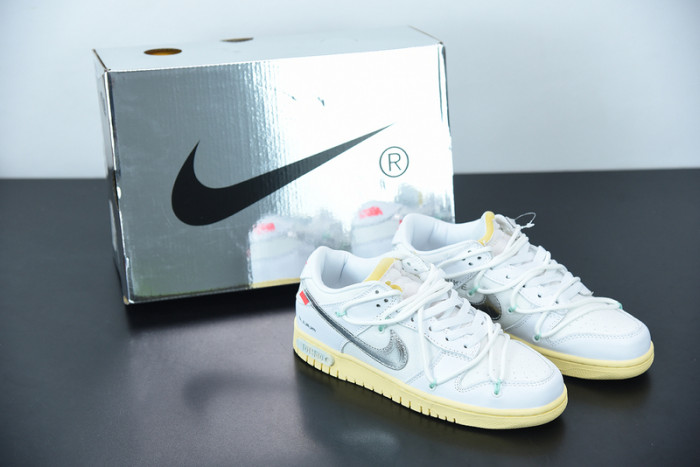 OFW Nike Dunk Low 01 Of 50 OW White Metallic Silver DM1602-127