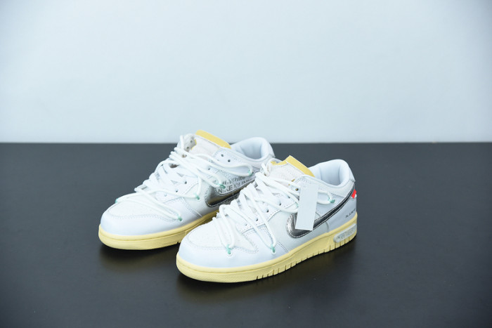 OFW Nike Dunk Low 01 Of 50 OW White Metallic Silver DM1602-127
