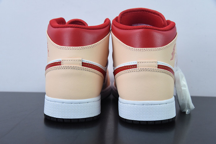 Jordan 1 Mid Light Curry Cardinal (GS) - 554725-201